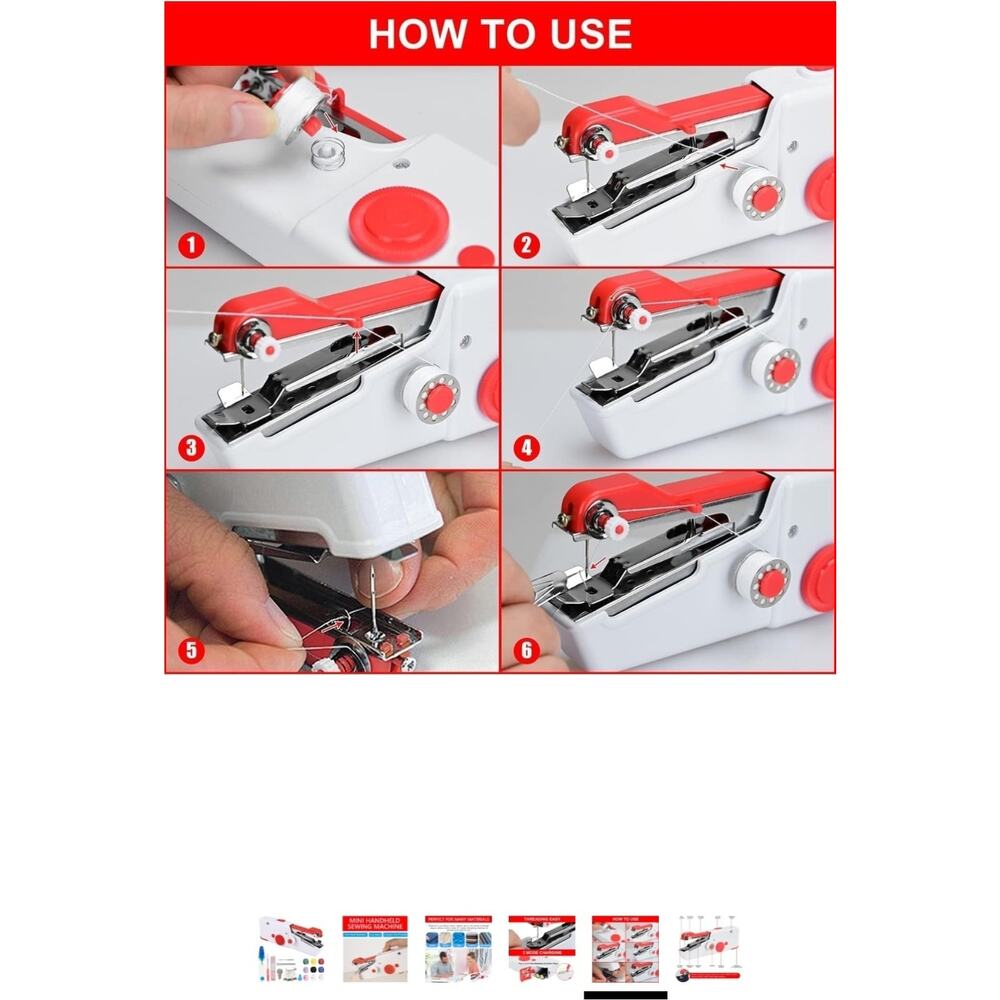 NEW Handheld Sewing Machine Kit - Portable Mini Cordless Stitcher + Tools - Picture 5 of 6